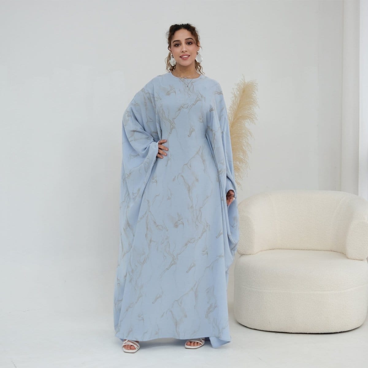 Print Batwing Sleeve Maxi Dress(MA446) - A-1 Thread Vault