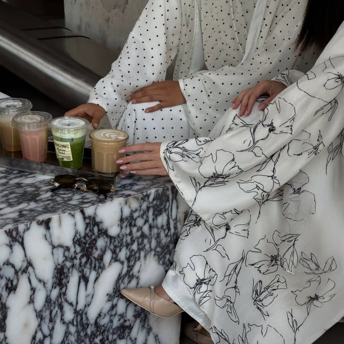 Printed Double-Layer Open Abaya & Hijab Set(MOA324) - A-1 Thread Vault