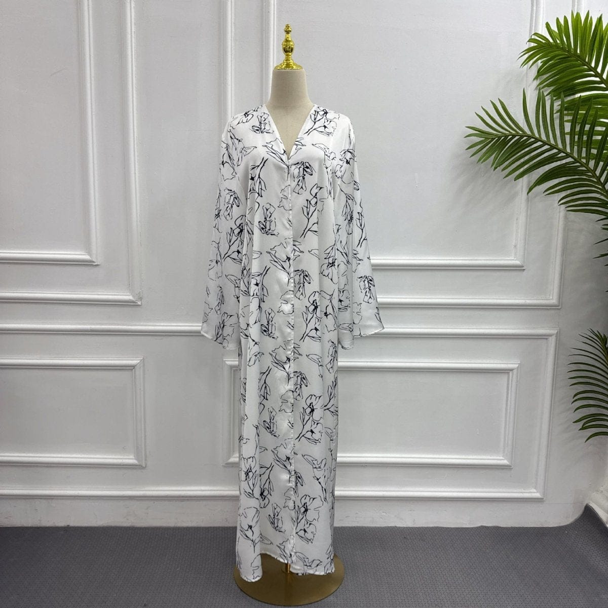 Printed Double-Layer Open Abaya & Hijab Set(MOA324) - A-1 Thread Vault