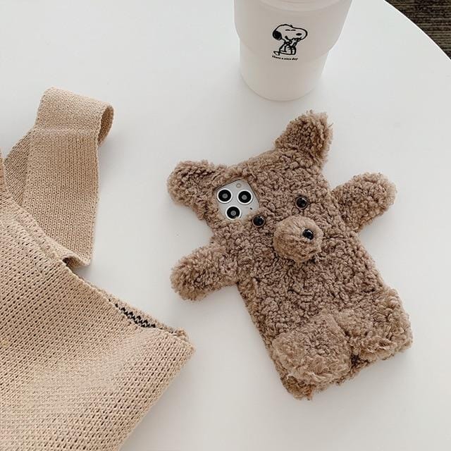 3D Cartoon Plush Bear iPhone Case - A-1 Thread Vault