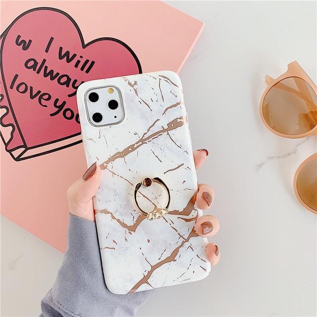 Ring Stand Marble iPhone Case - A-1 Thread Vault