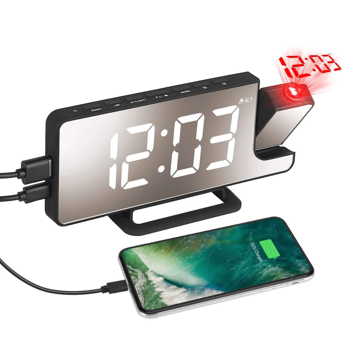 Projection Alarm Clock LED Digital Alarm Clock with Dual Alarms Snooze - A-1 Thread Vault