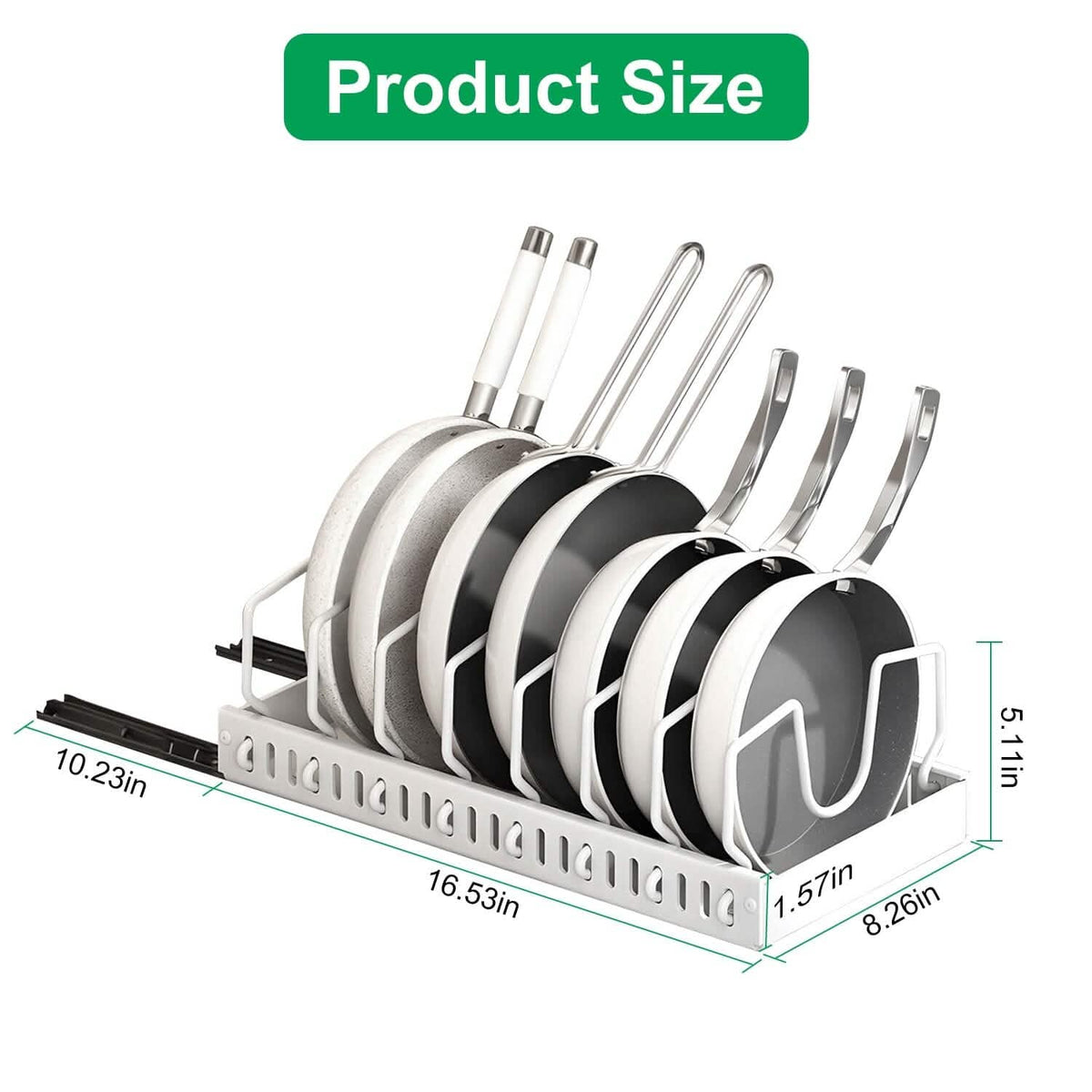Pull Out Pots and Pans Organizer with 8 Adjustable Dividers - A-1 Thread Vault