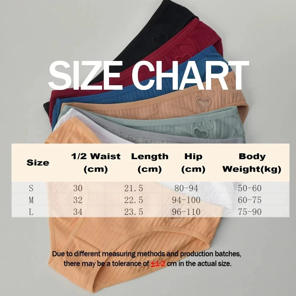 Pure Cotton Underwear Panties For Women Heart Briefs Female Triangle Underpants Woman Soft Panti Intimate sexy Lingerie Panty - A-1 Thread Vault