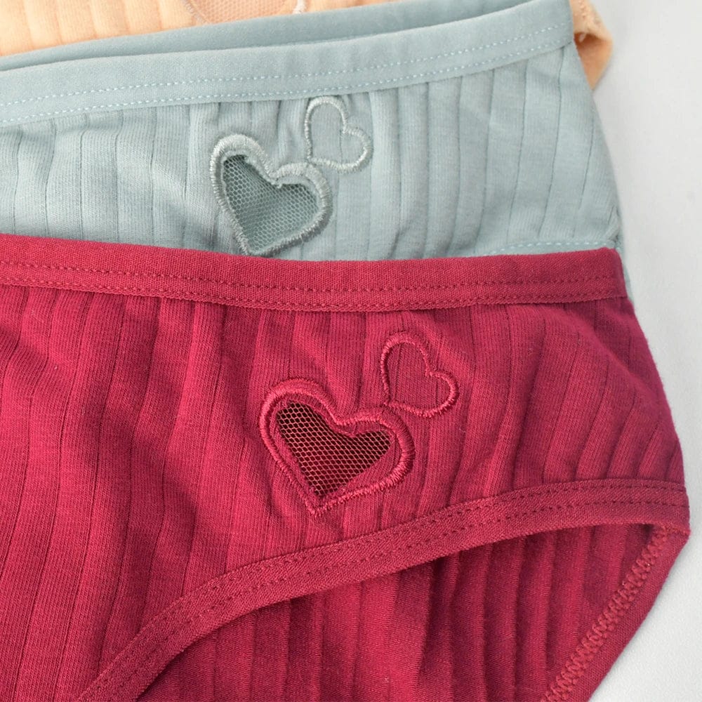 Pure Cotton Underwear Panties For Women Heart Briefs Female Triangle Underpants Woman Soft Panti Intimate sexy Lingerie Panty - A-1 Thread Vault