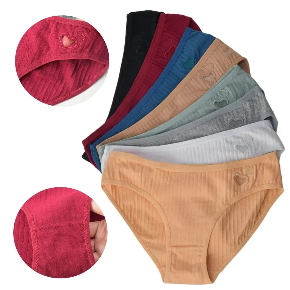 Pure Cotton Underwear Panties For Women Heart Briefs Female Triangle Underpants Woman Soft Panti Intimate sexy Lingerie Panty - A-1 Thread Vault