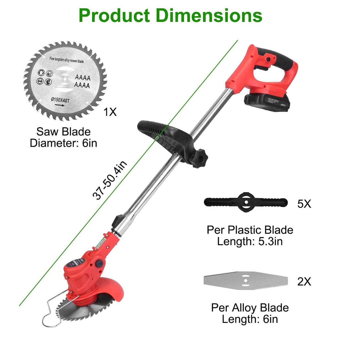 Rechargeable Electric Cordless Grass Trimmer with Alloy Saw Blade - A-1 Thread Vault