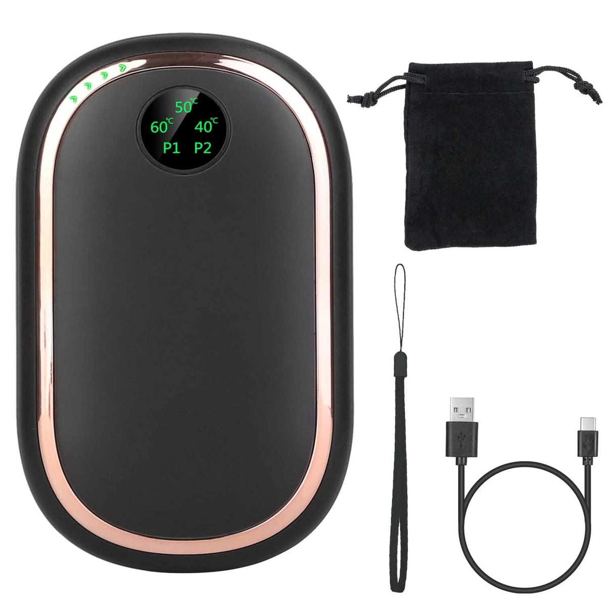 Rechargeable Hand Heater Pocket Warmer Power Bank with Digital Display - A-1 Thread Vault