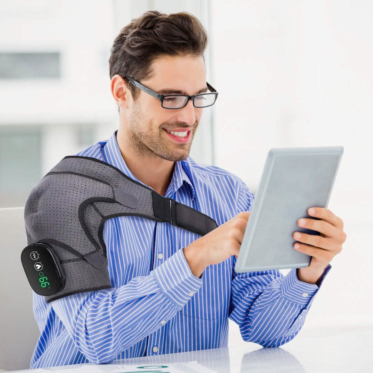 Rechargeable Heated Shoulder Wrap Massager Shoulder Brace Support with 3 Heating Levels - A-1 Thread Vault