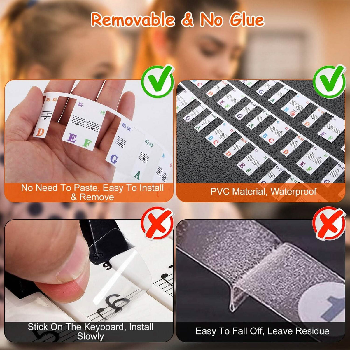 Removable PVC Piano Keyboard Stickers - A-1 Thread Vault