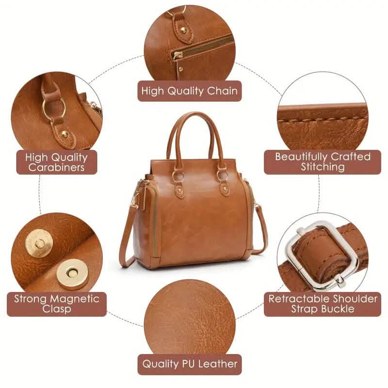 Retro PU Leather Handbag with Multi Card Slot - A-1 Thread Vault
