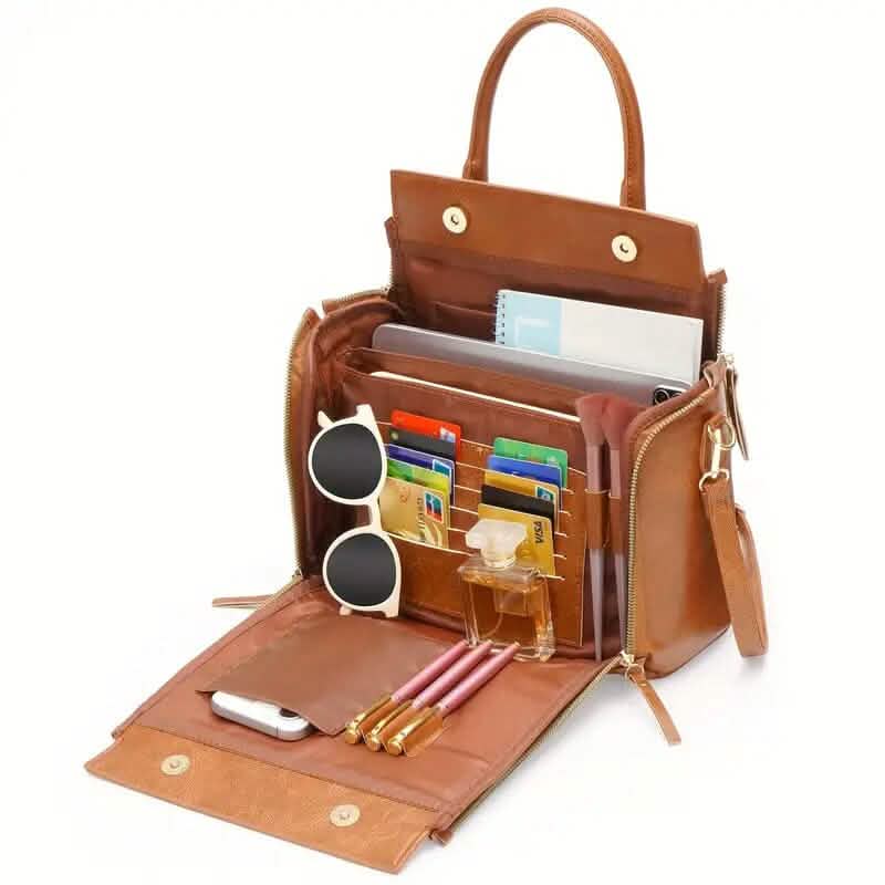 Retro PU Leather Handbag with Multi Card Slot - A-1 Thread Vault