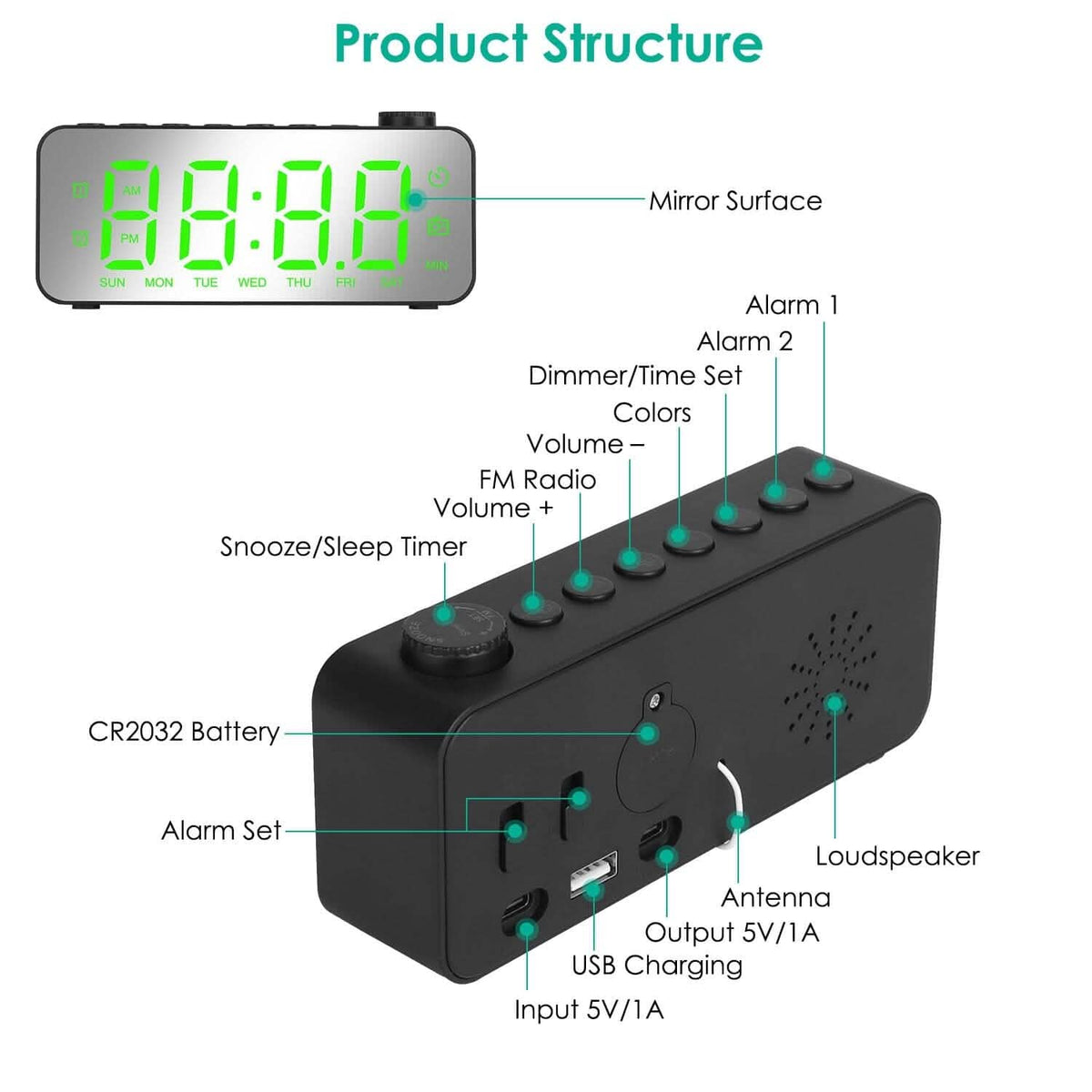 RGB Color LED Digital Alarm Clock - A-1 Thread Vault