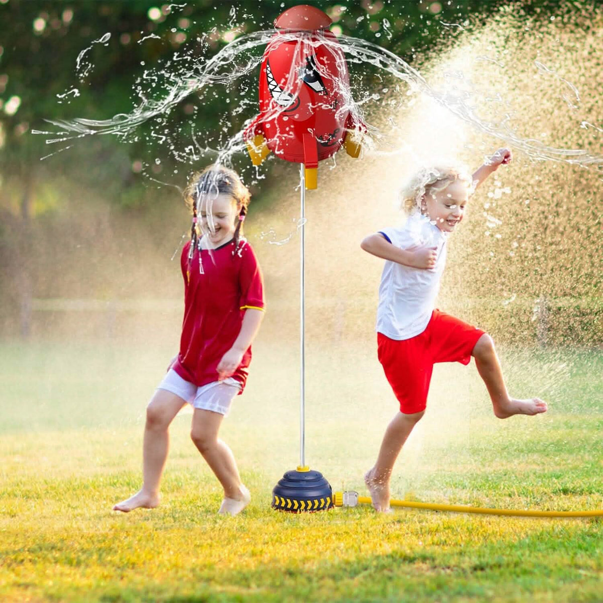 Rocket Sprinkler Launcher Water Sprinkler Flying Splashing 360° Rotation for 3+ Years Old - A-1 Thread Vault