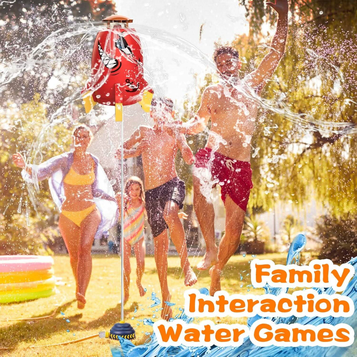 Rocket Sprinkler Launcher Water Sprinkler Flying Splashing 360° Rotation for 3+ Years Old - A-1 Thread Vault