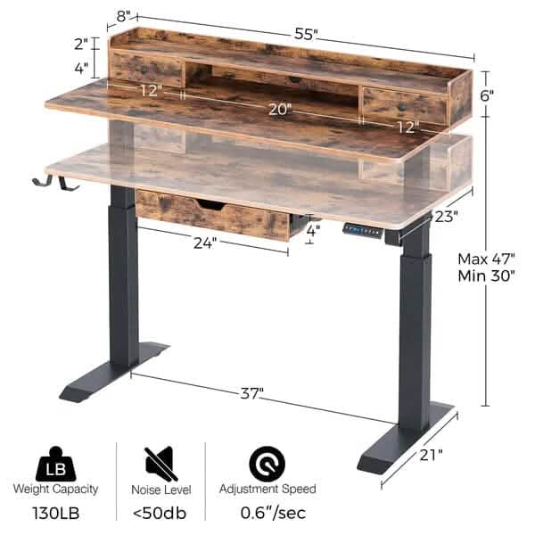 Rolanstar Single Motor Free Standing Electric Height Adjustable Desk - A-1 Thread Vault
