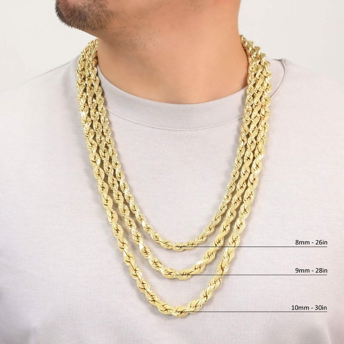 Rope Chain in Yellow Gold - 5mm - A-1 Thread Vault