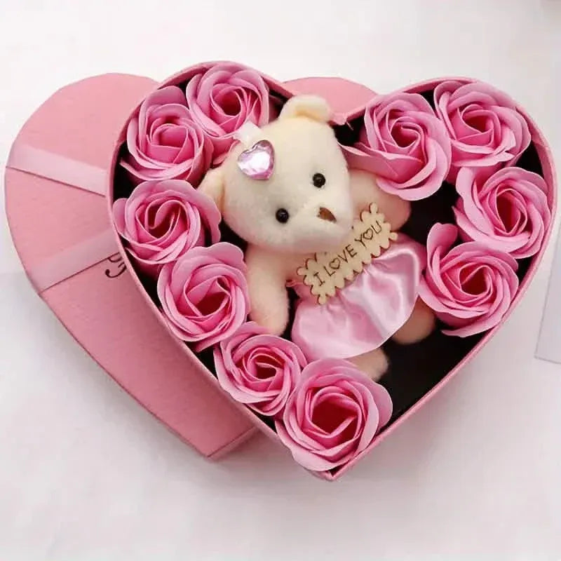 Rose-Shaped Soap Gift Box With Heart-Shaped Artificial Roses - A-1 Thread Vault