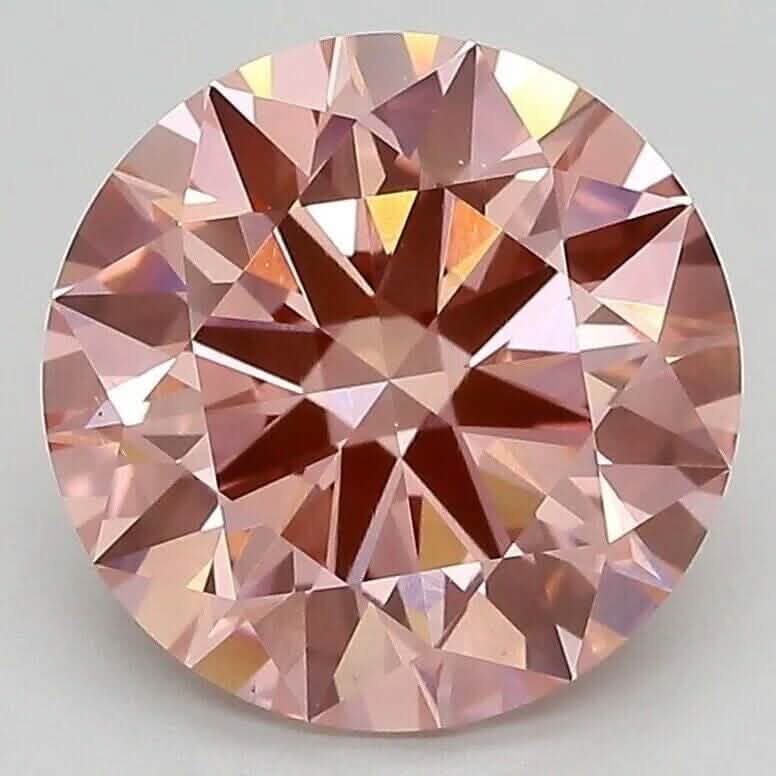 Round 3.25 ct Fancy Intense Pink VS1 IGI Certified Lab Grown HPHT Diamond Round - A-1 Thread Vault