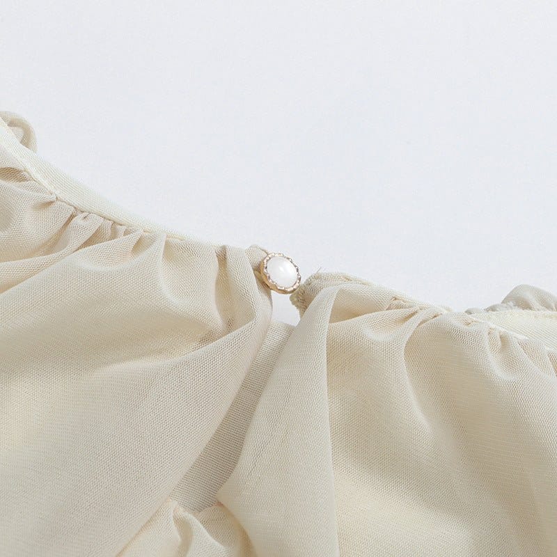 Round Neck Ruched Bodice Lantern Sleeve Floor-Length Dress(MS402) - A-1 Thread Vault