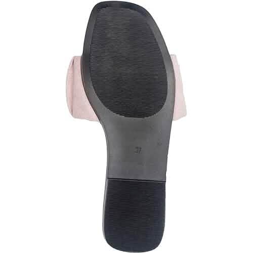 Roxoni Women's Ruched Fabric Slide Sandals Open Toe Flat Sandals with Heel Cushion - A-1 Thread Vault