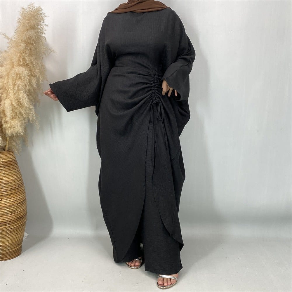 Ruched Drawstring Batwing Top & Wide-Leg Trousers Co-ord Set(MS478) - A-1 Thread Vault
