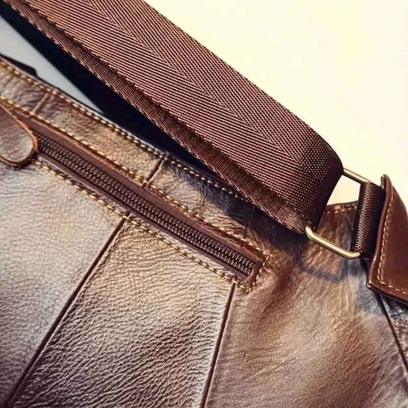 Rugged Vintage Leather Sling Bag - A-1 Thread Vault