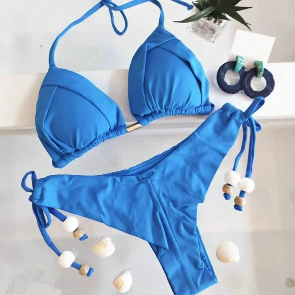 RUOTONGSEPT 2025 New Sexy 13 Color Triangle Bathing Suit for Women Brazilian Bikinis Swimwear Push Up Swimsuit Beach Bikini Set - A-1 Thread Vault