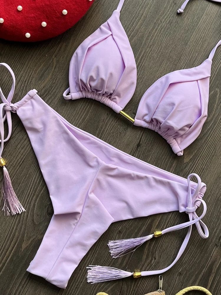 RUOTONGSEPT 2025 New Sexy 13 Color Triangle Bathing Suit for Women Brazilian Bikinis Swimwear Push Up Swimsuit Beach Bikini Set - A-1 Thread Vault