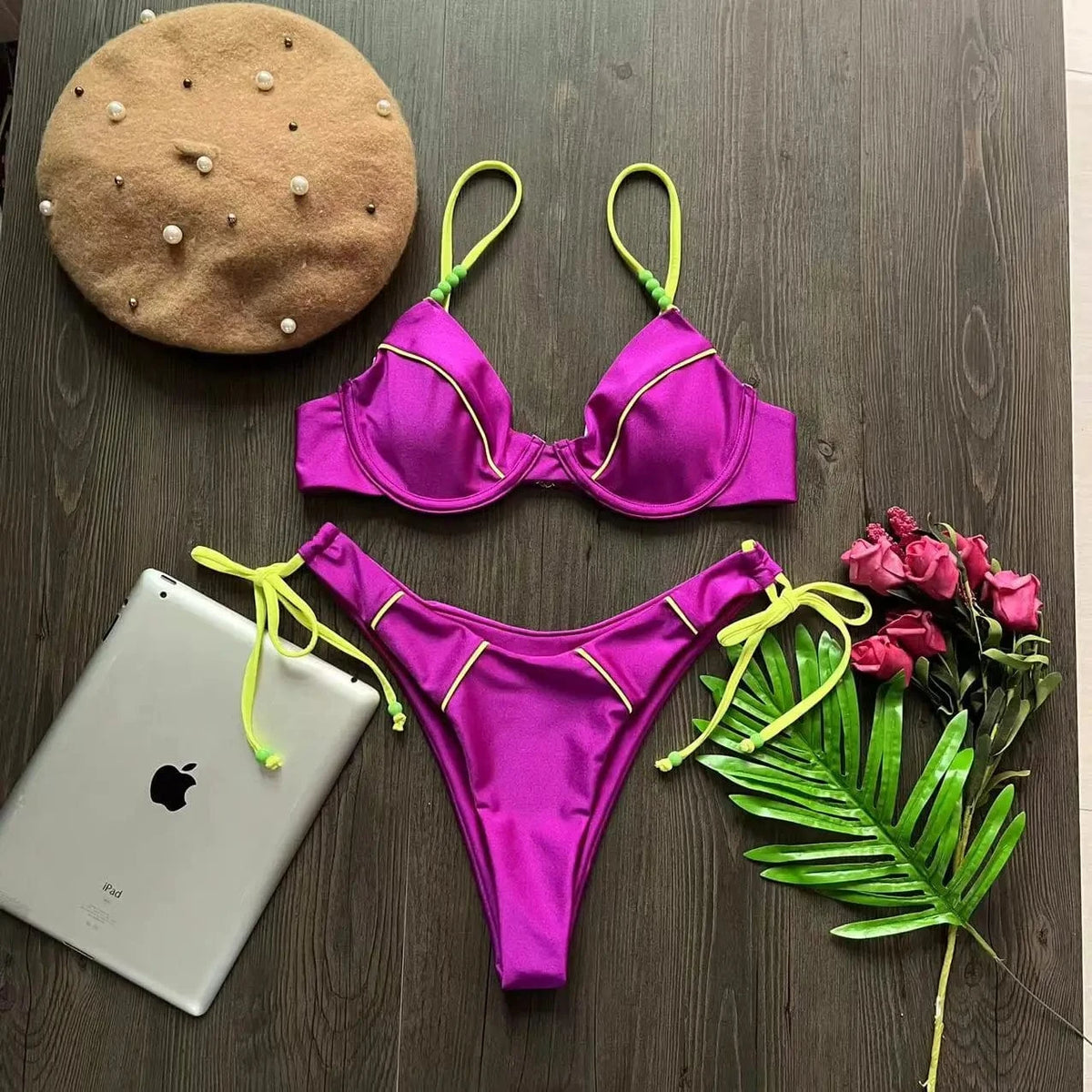 RUOTONGSEPT New Sexy Push up Bikini Set Swimsuit Women's low-waist Swimwear For Female Two Piece Beachwear 2023 Bathing Suit - A-1 Thread Vault