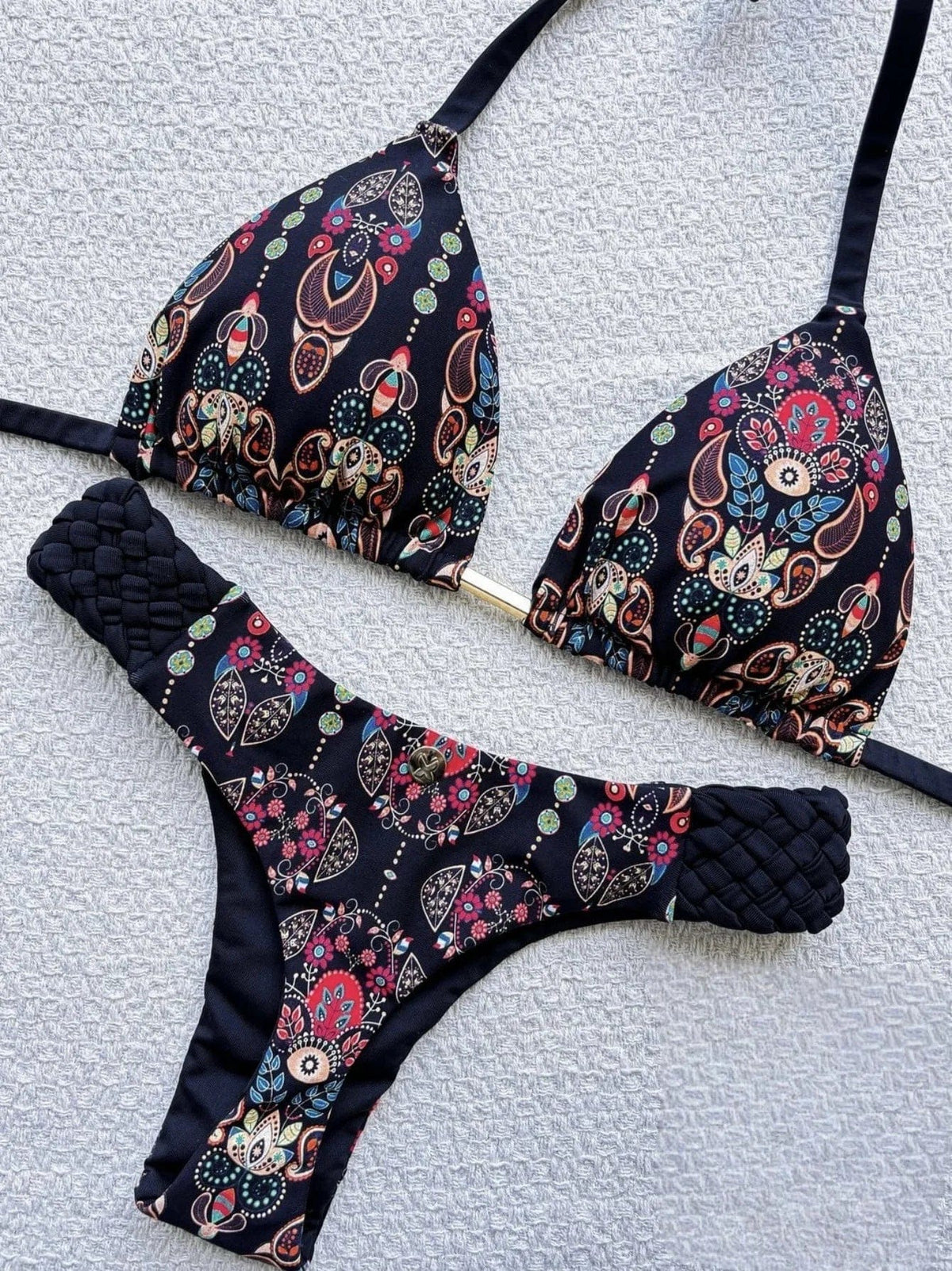 RUOTONSEPT Print Halter Mini Thong High Cut Bikini Female Swimsuit Women Swimwear Two-pieces Bikini set Bather Bathing Suit Swim - A-1 Thread Vault
