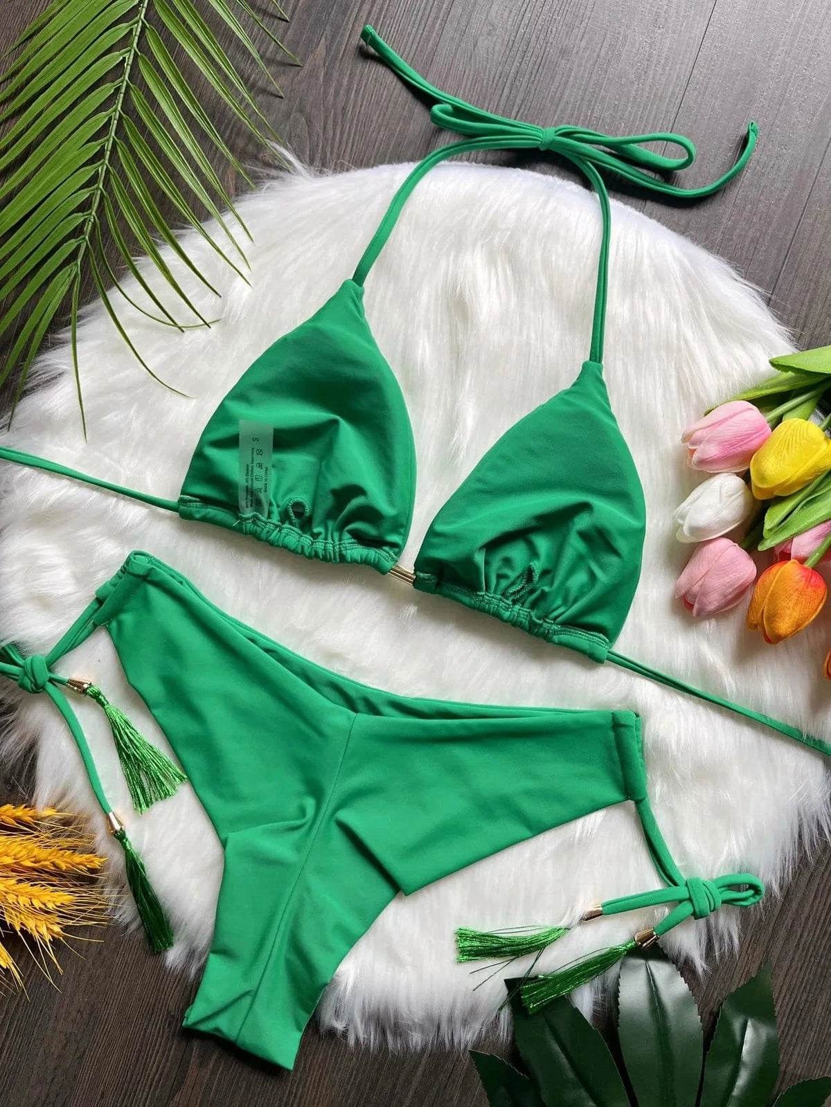 RUOTONSEPT Sexy Solid Color Bandage Bikinis Set Women's Swimsuit Two-piece Triangle Swimwear Bathing Suit Brazilian Biquinis - A-1 Thread Vault