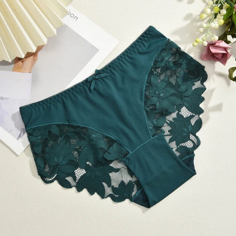 S-XXL Women Lace Panties Patchwork Seamless Underwear Sexy Luxury Hollow Out Solid Briefs Girls' Mid Rise Breathable Lingerie - A-1 Thread Vault