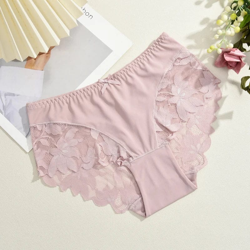 S-XXL Women Lace Panties Patchwork Seamless Underwear Sexy Luxury Hollow Out Solid Briefs Girls' Mid Rise Breathable Lingerie - A-1 Thread Vault