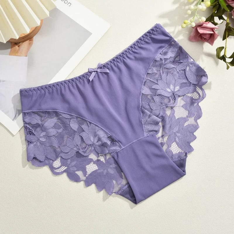 S-XXL Women Lace Panties Patchwork Seamless Underwear Sexy Luxury Hollow Out Solid Briefs Girls' Mid Rise Breathable Lingerie - A-1 Thread Vault