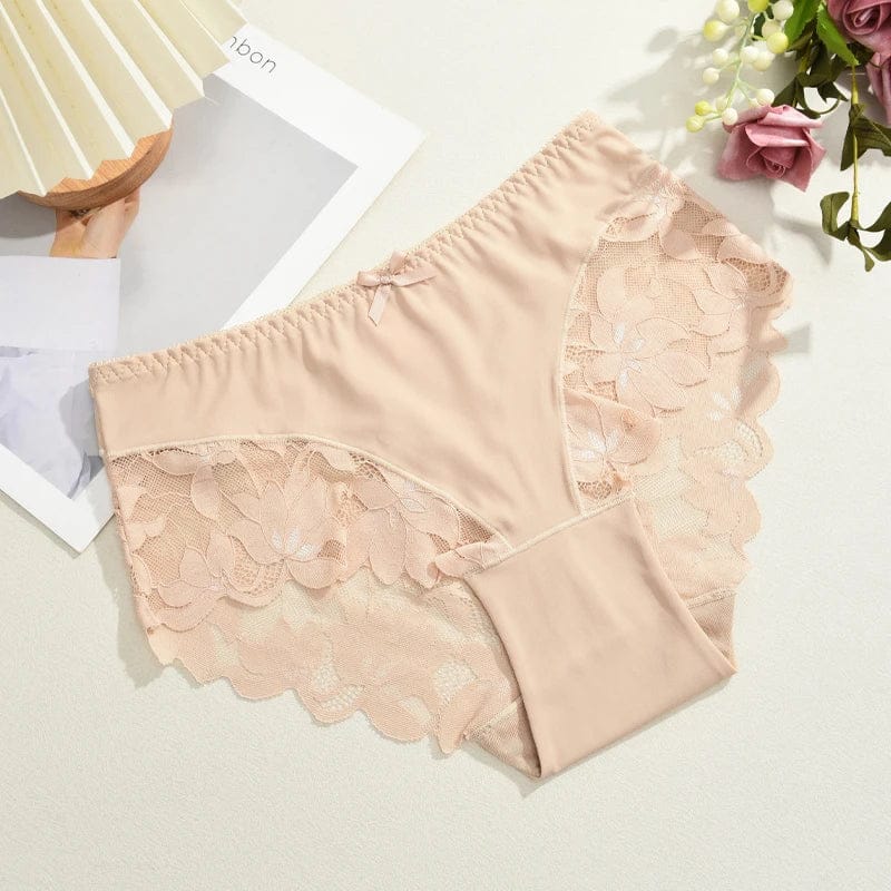 S-XXL Women Lace Panties Patchwork Seamless Underwear Sexy Luxury Hollow Out Solid Briefs Girls' Mid Rise Breathable Lingerie - A-1 Thread Vault