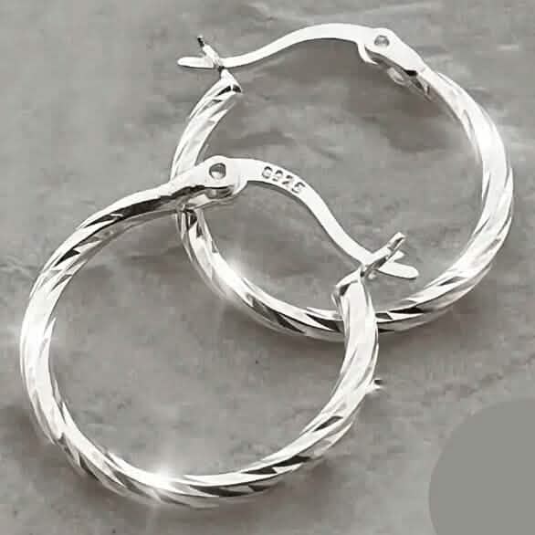 S925 Sterling Silver Geometric Twist Circle Hoop Earrings - A-1 Thread Vault