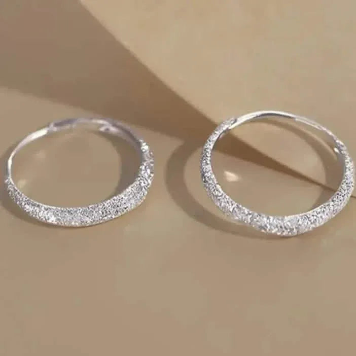 S925 Sterling Silver Sparkling Starry River Hoop Earrings - A-1 Thread Vault