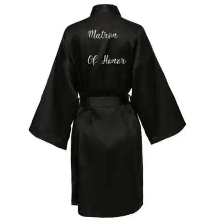 Satin Silk Robe Bride Robe Women Wedding Robe Bridesmaid Robes Dressing Bridal Robes Black - A-1 Thread Vault