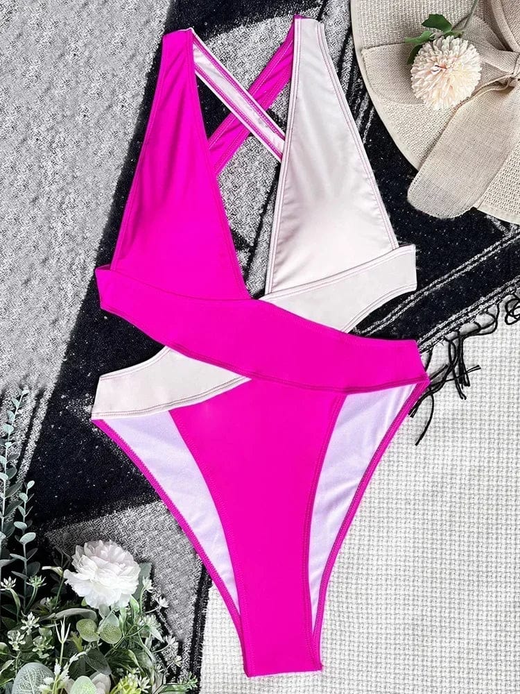 Scrunch Butt Swimsuits Deep V Neck Cross Backless One Piece Swimsuit Women Swimwear Female Monokini High Cut Bathing Suit Swim - A-1 Thread Vault