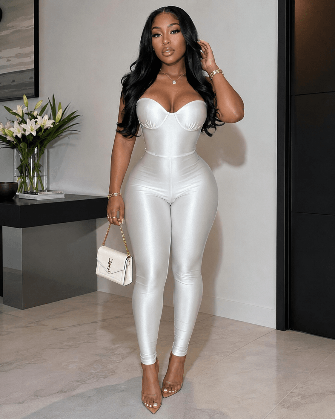 Sculpted Strapless Bustier Bodycon Jumpsuit - A-1 Thread Vault