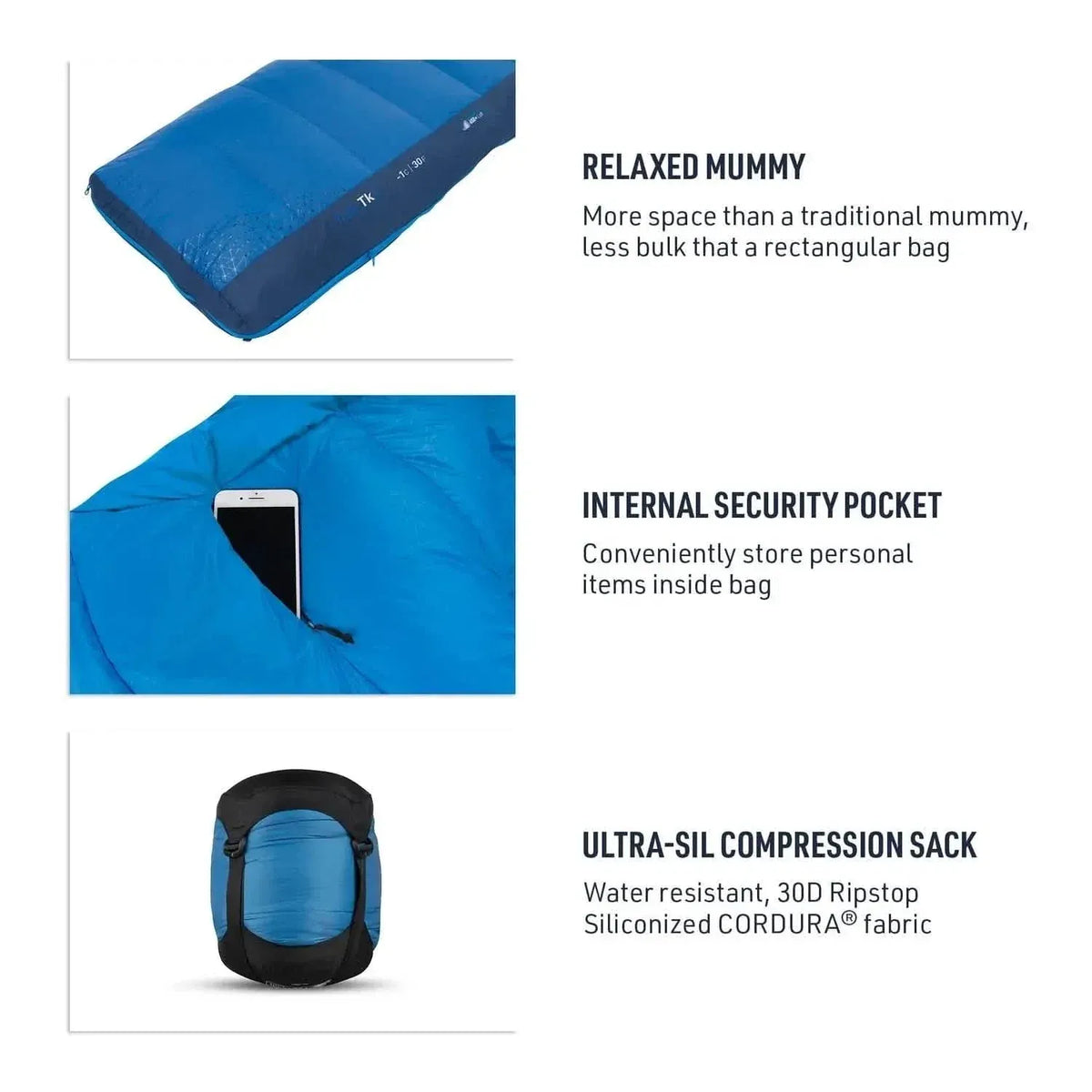 Sea to Summit Trek TKI 30 Degree Down Sleeping Bag TK1 - Reg - A-1 Thread Vault