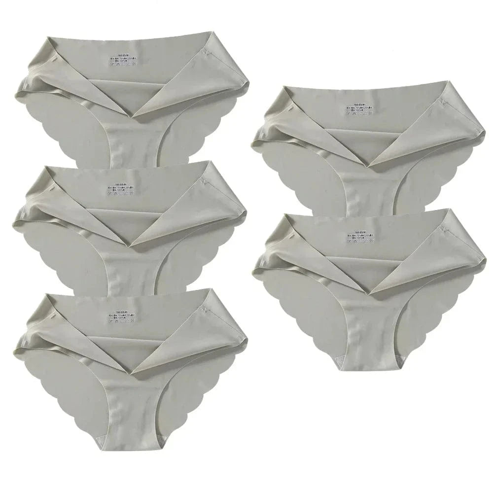 Seamless Silk Briefs Sexy Panties For Women Mid Waist Comfortable Girl Silk Panty Female Underpants Woman Lingerie 5 PCS/Set - A-1 Thread Vault