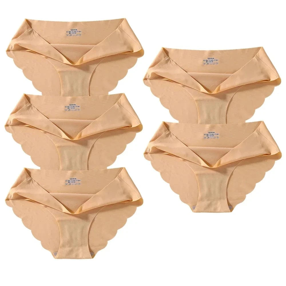 Seamless Silk Briefs Sexy Panties For Women Mid Waist Comfortable Girl Silk Panty Female Underpants Woman Lingerie 5 PCS/Set - A-1 Thread Vault