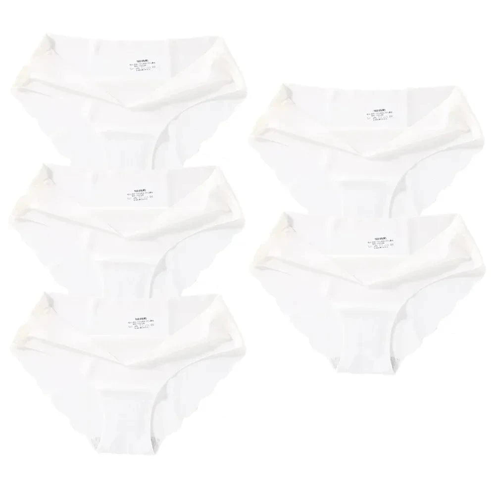 Seamless Silk Briefs Sexy Panties For Women Mid Waist Comfortable Girl Silk Panty Female Underpants Woman Lingerie 5 PCS/Set - A-1 Thread Vault