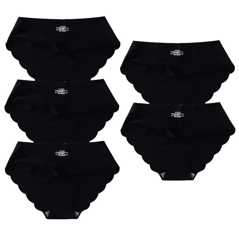 Seamless Silk Briefs Sexy Panties For Women Mid Waist Comfortable Girl Silk Panty Female Underpants Woman Lingerie 5 PCS/Set - A-1 Thread Vault