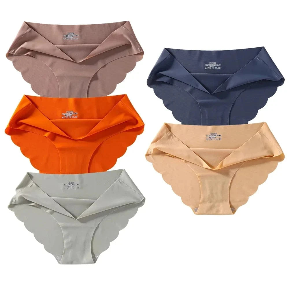 Seamless Silk Briefs Sexy Panties For Women Mid Waist Comfortable Girl Silk Panty Female Underpants Woman Lingerie 5 PCS/Set - A-1 Thread Vault