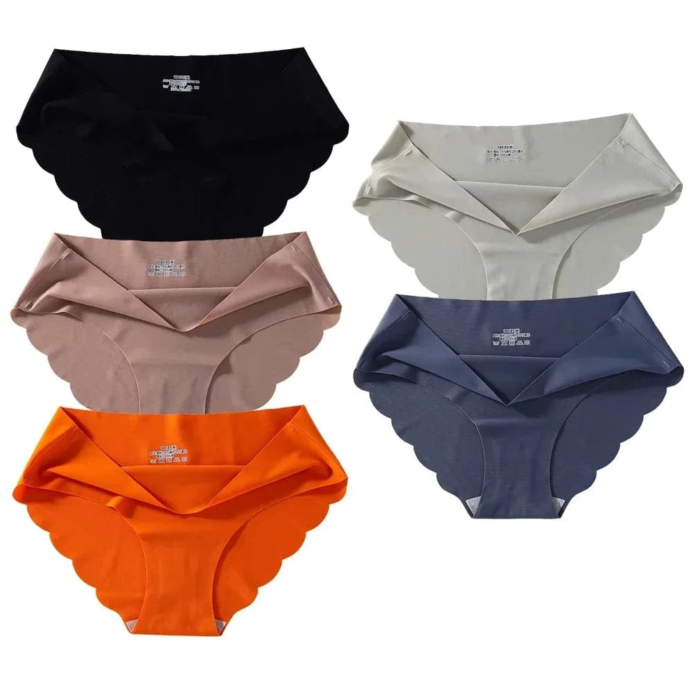 Seamless Silk Briefs Sexy Panties For Women Mid Waist Comfortable Girl Silk Panty Female Underpants Woman Lingerie 5 PCS/Set - A-1 Thread Vault
