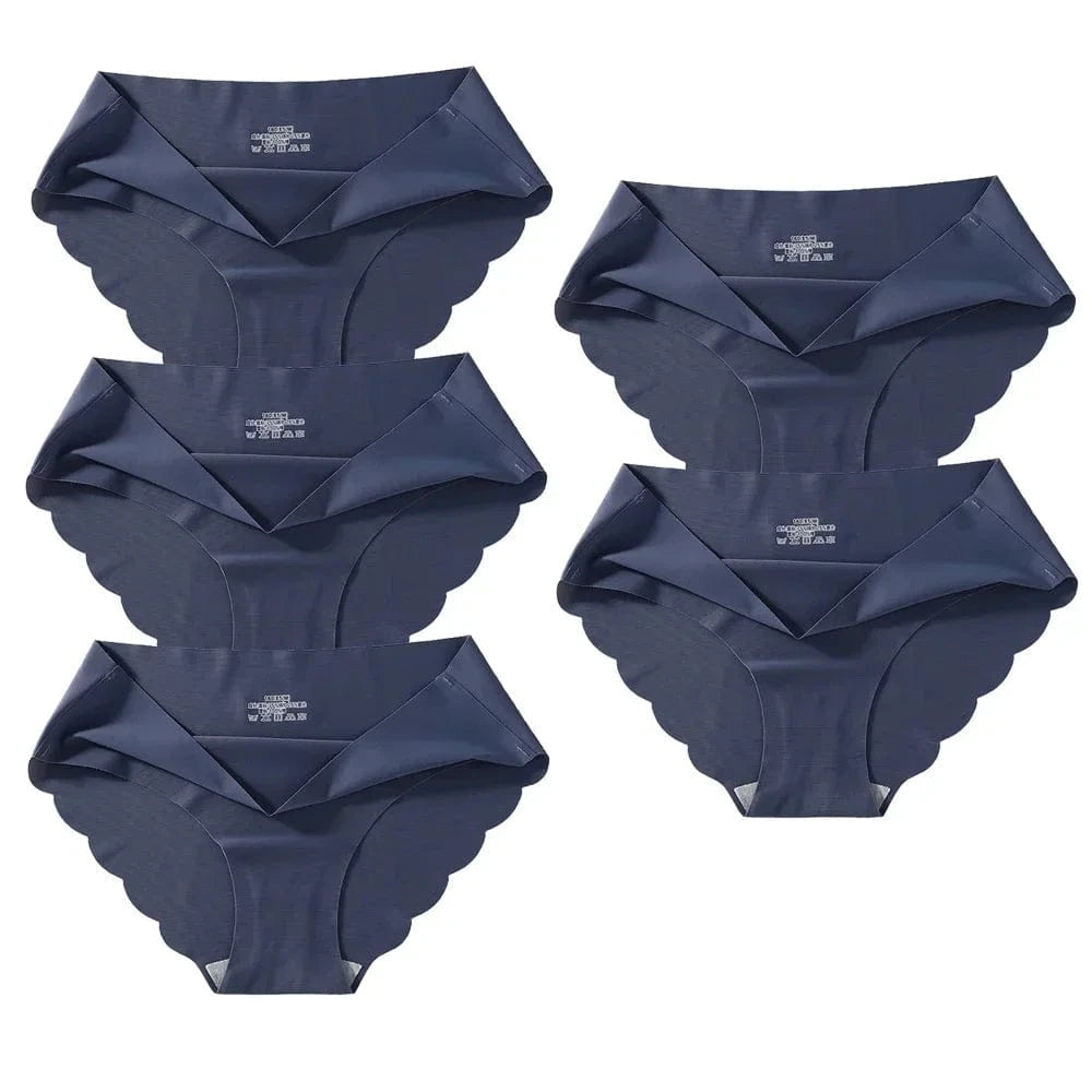 Seamless Silk Briefs Sexy Panties For Women Mid Waist Comfortable Girl Silk Panty Female Underpants Woman Lingerie 5 PCS/Set - A-1 Thread Vault