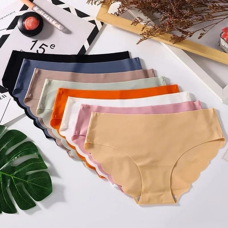 Seamless Silk Briefs Sexy Panties For Women Mid Waist Comfortable Girl Silk Panty Female Underpants Woman Lingerie 5 PCS/Set - A-1 Thread Vault